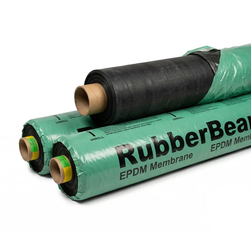 RubberBear EPDM-Folie für professionelle Flachdachabdichtung, UV-beständig und für die Kaltverlegung geeignet.