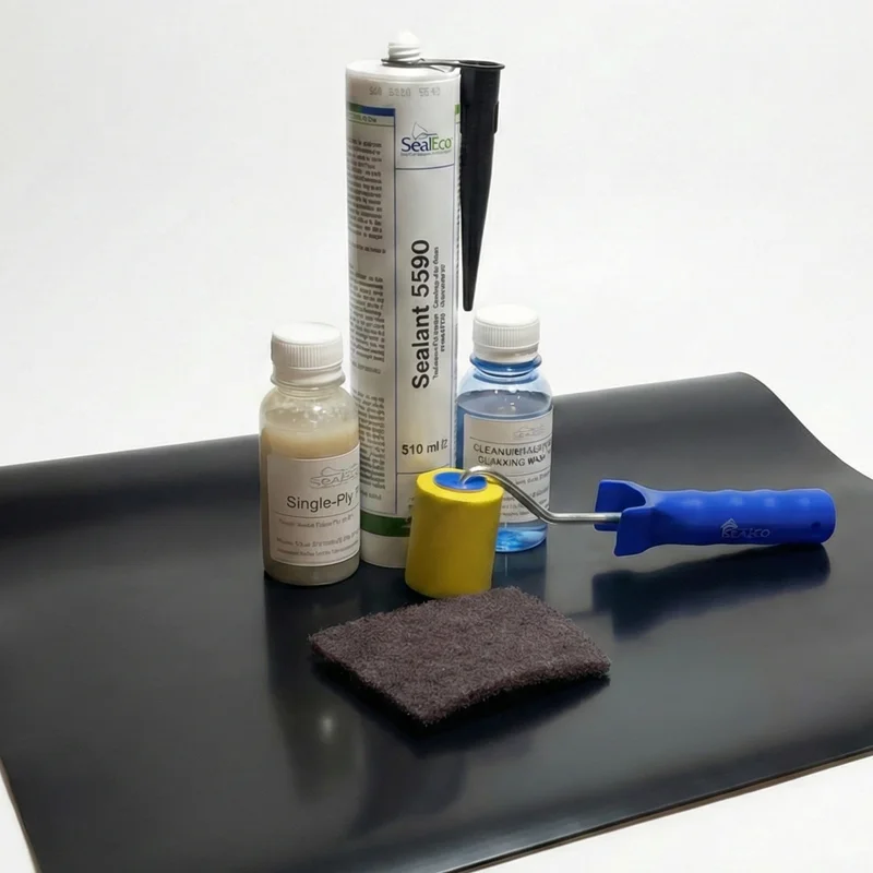 EPDM-Reparaturset mit Grundierung, Dichtstoff 5590, Flicken 45x45cm und Rolle zur Abdichtung